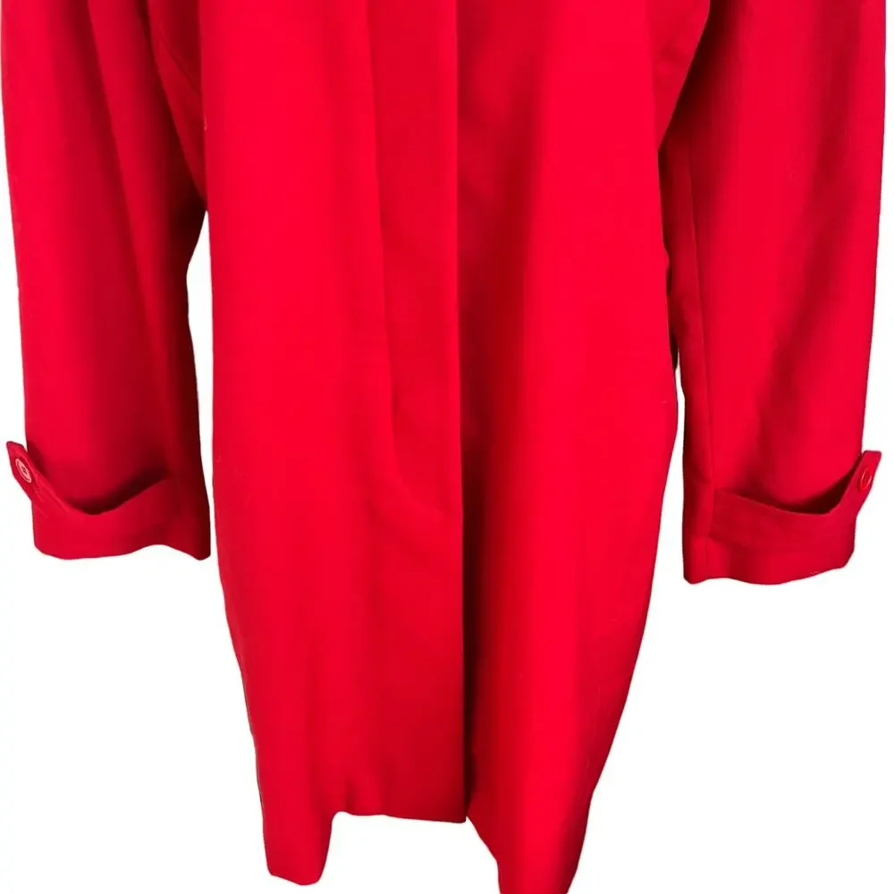 Pendleton Jacket Coat Size L Red 100% Virgin Wool Longline Classic Button Up